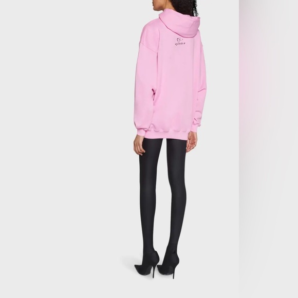 Balenciaga Pink logo-print cotton hoodie in size Large - Picture 8 of 16